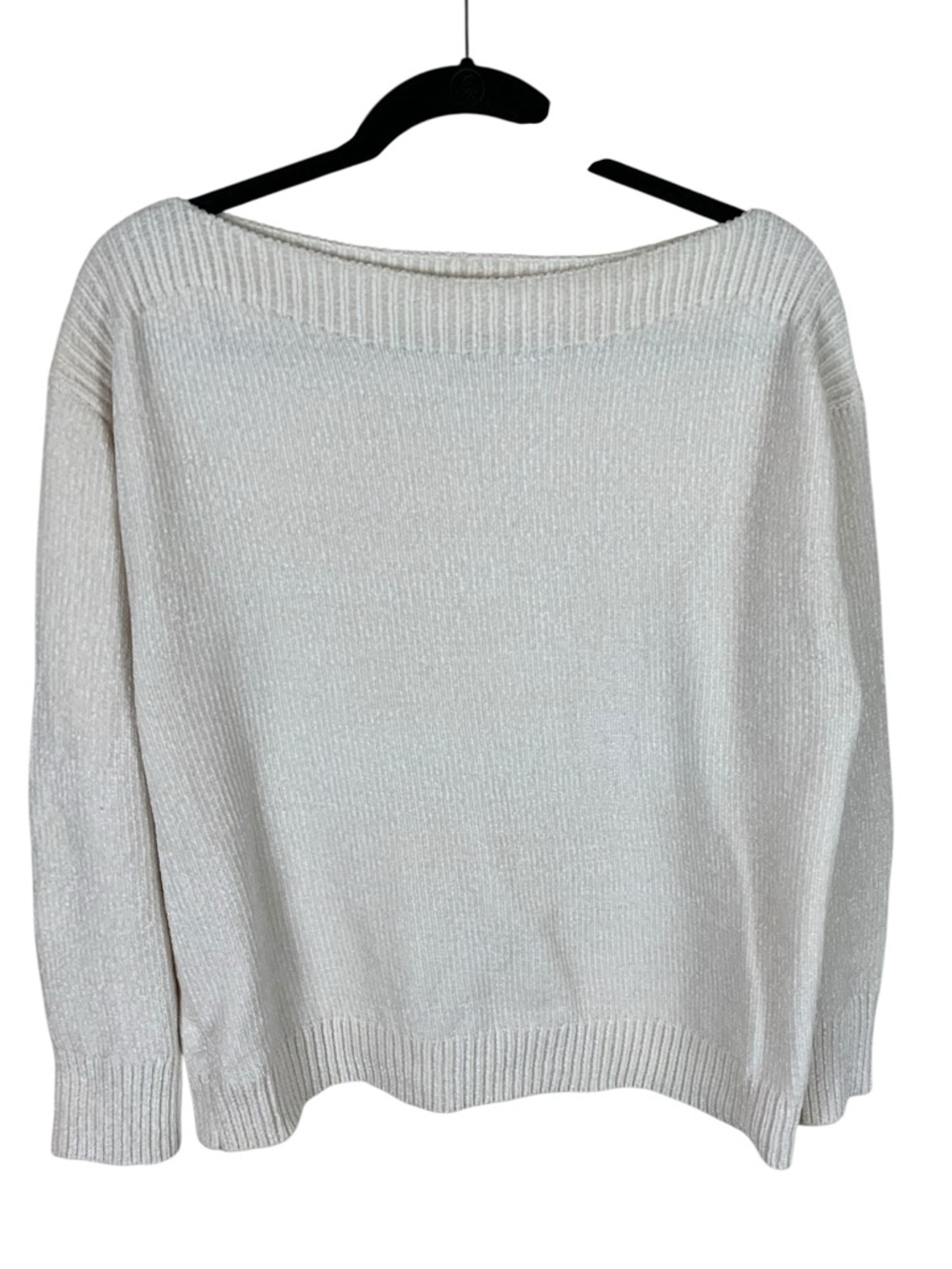 Women's Tommy Bahama Ivory Chenille Long Sleeve Boatneck Sweater Size L Beach